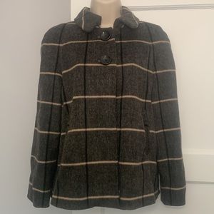 Zara Grey Plaid Shacket Shirt Jacket Coat Gray 2 Button Sz M